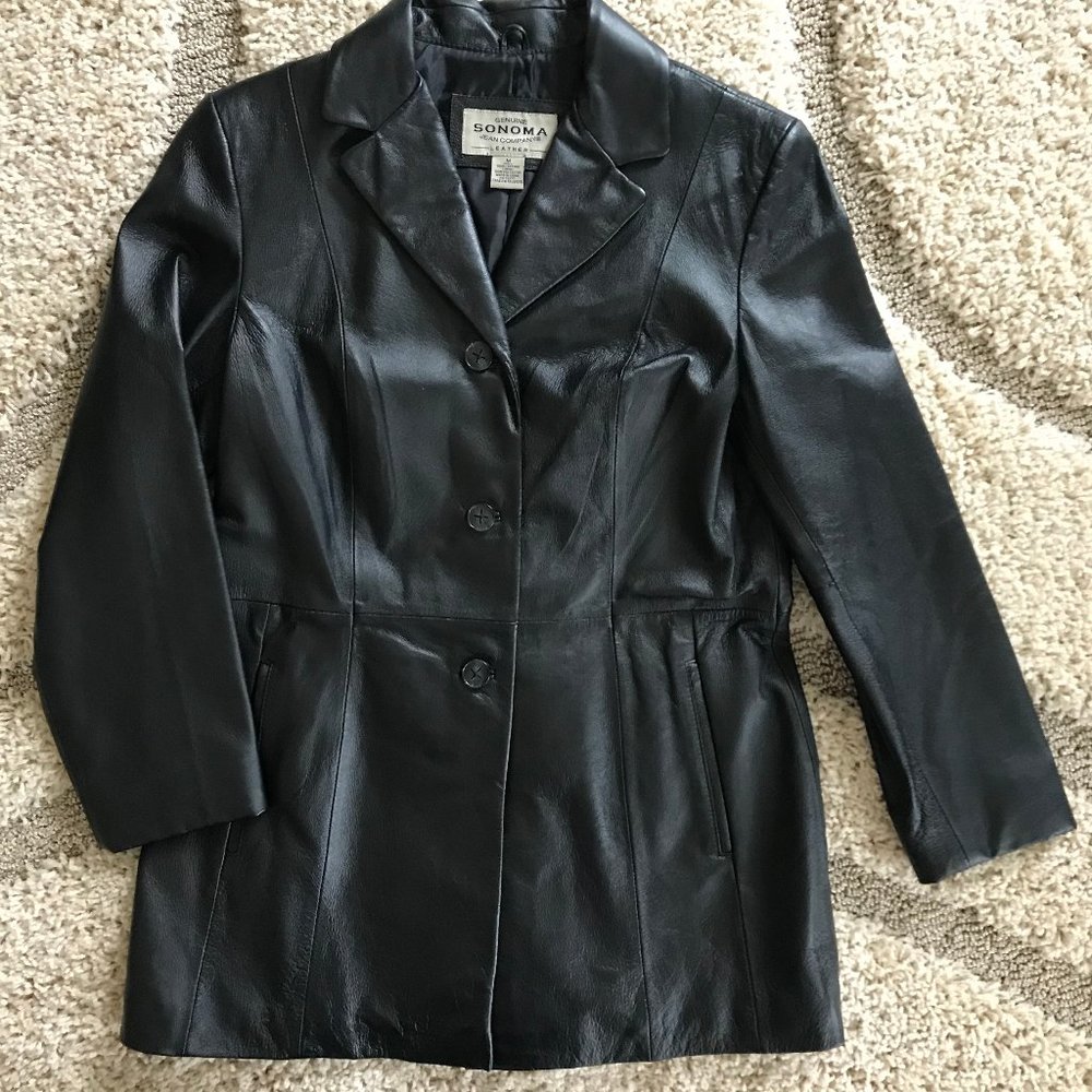 Sonoma Lined Genuine Leather Jacket sz Medium